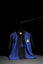 Intermilan FC | Polo Casual Tshirt #10 | Special Design | Embroidered Badges | Blue & Black | Zip with Collared Kit | Regular Fit