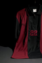 AC Milan | Polo Casual Tshirt #22 | Special Design | Embroidered Badges | Maroon & Black | Zip with Collared Kit | Regular Fit