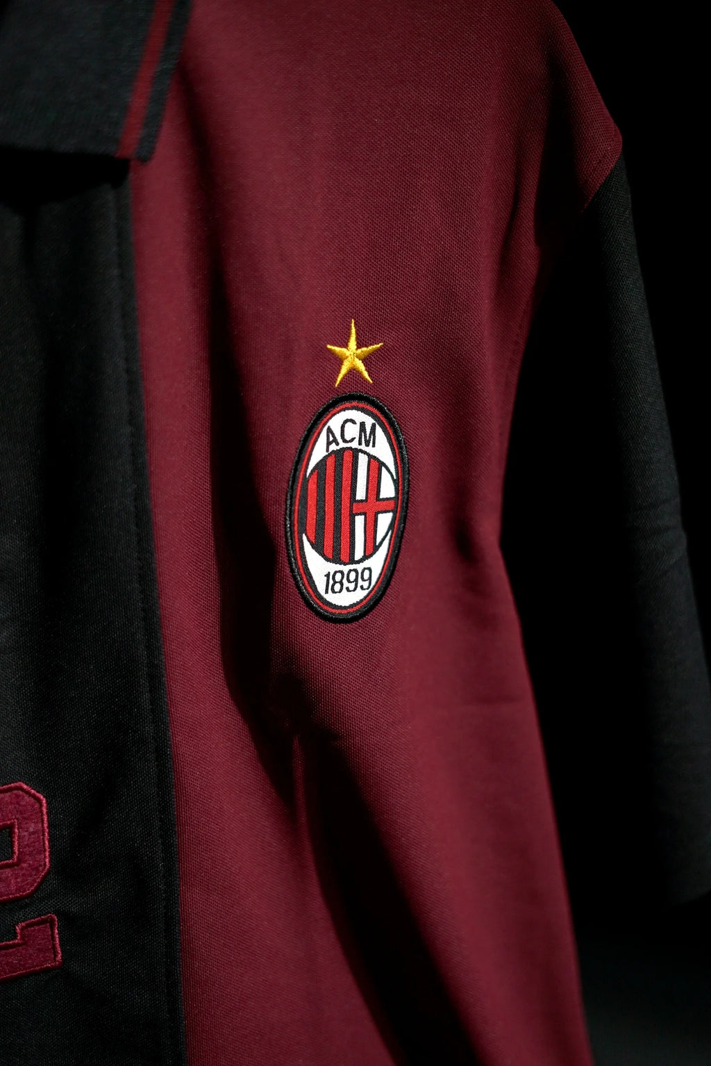 AC Milan | Polo Casual Tshirt #22 | Special Design | Embroidered Badges | Maroon & Black | Zip with Collared Kit | Regular Fit