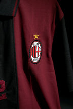 AC Milan | Polo Casual Tshirt #22 | Special Design | Embroidered Badges | Maroon & Black | Zip with Collared Kit | Regular Fit