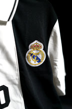 Real Madrid FC | Polo Casual Tshirt #10 | Special Design | Embroidered Badges | Black & White | Zip with Collared Kit | Regular Fit