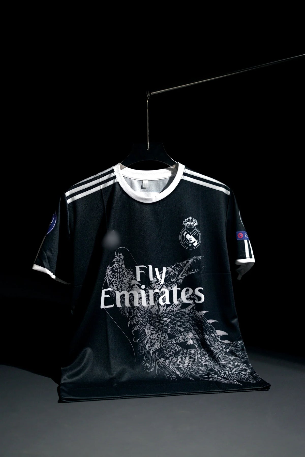 Real Madrid | CRISTIANO RONALDO #7 | 2014-15 | Third Kit | Fly Emirates | Retro Design | Black Dragon Kit | Regular Fit
