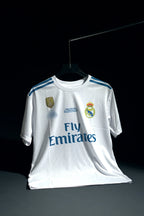Real Madrid | CRISTIANO RONALDO #7 | 2017-18 | Home Kit | Fly Emirates | UCL Final Edition | Retro Design | White | Regular Fit