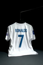 Real Madrid | CRISTIANO RONALDO #7 | 2017-18 | Home Kit | Fly Emirates | UCL Final Edition | Retro Design | White | Regular Fit