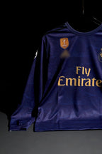 Real Madrid | SERGIO RAMOS #4 | 2019-20 | Away Kit | Fly Emirates | Retro Design | Dark Blue | Full Sleeve Fit