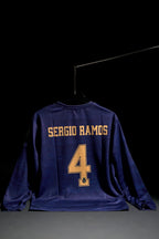 Real Madrid | SERGIO RAMOS #4 | 2019-20 | Away Kit | Fly Emirates | Retro Design | Dark Blue | Full Sleeve Fit