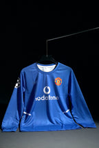 Manchester United FC | DAVID BECKHAM #7 | 2002-03 | Third Kit | Vodafone | Retro Design | Blue | Full Sleeve Fit