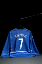 Manchester United FC | DAVID BECKHAM #7 | 2002-03 | Third Kit | Vodafone | Retro Design | Blue | Full Sleeve Fit