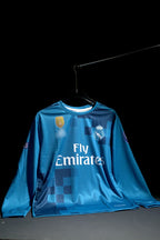 Real Madrid | CRISTIANO RONALDO #7 | 2017-18 | Third Kit | Fly Emirates | Retro Design | Blue | Full Sleeve Fit