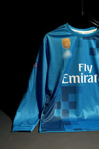 Real Madrid | CRISTIANO RONALDO #7 | 2017-18 | Third Kit | Fly Emirates | Retro Design | Blue | Full Sleeve Fit