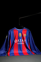 FC Barcelona | LIONEL MESSI #10 | 2014-15 | Away Kit | Qatar Airways | Retro Design | Blue & Red | Full Sleeve Fit