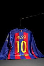 FC Barcelona | LIONEL MESSI #10 | 2014-15 | Away Kit | Qatar Airways | Retro Design | Blue & Red | Full Sleeve Fit