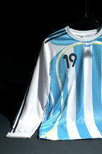 Argentina | LIONEL MESSI #19 | 2006 FIFA World Cup | Home Kit | Retro Design | Sky Blue & White | Full Sleeve Fit